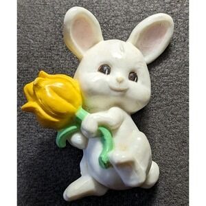 Vintage Hallmark White Bunny Pin Easter 1980's Egg Rabbit Spring